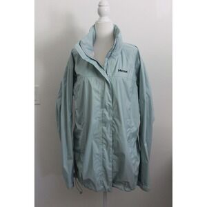 Marmot Women's XL PreCip Eco Rain Jacket Light Blue Roll Hood Waterproof Shell